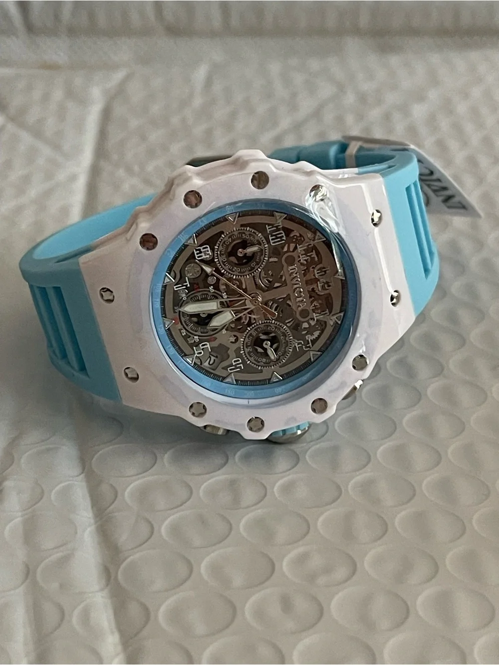 Invicta Racing Apexium Unisex Watch - 41mm, Light Blue & white, new